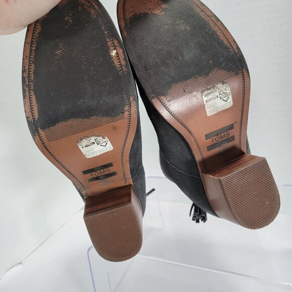 Toms Women's Leila Boot Womens 7 Block Heel Gray Suede Bootie Comfy Boho Shoe - Picture 12 of 13